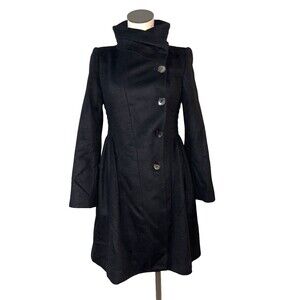 ZARA Women’s Vintage 100% Wool Tailored High Collar Coat size S Elegant Feminine
